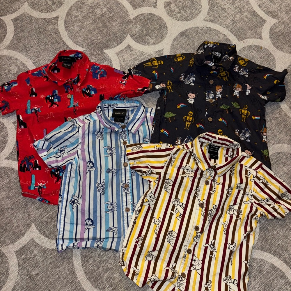 Colorful Kids Cartoon Print Shirts